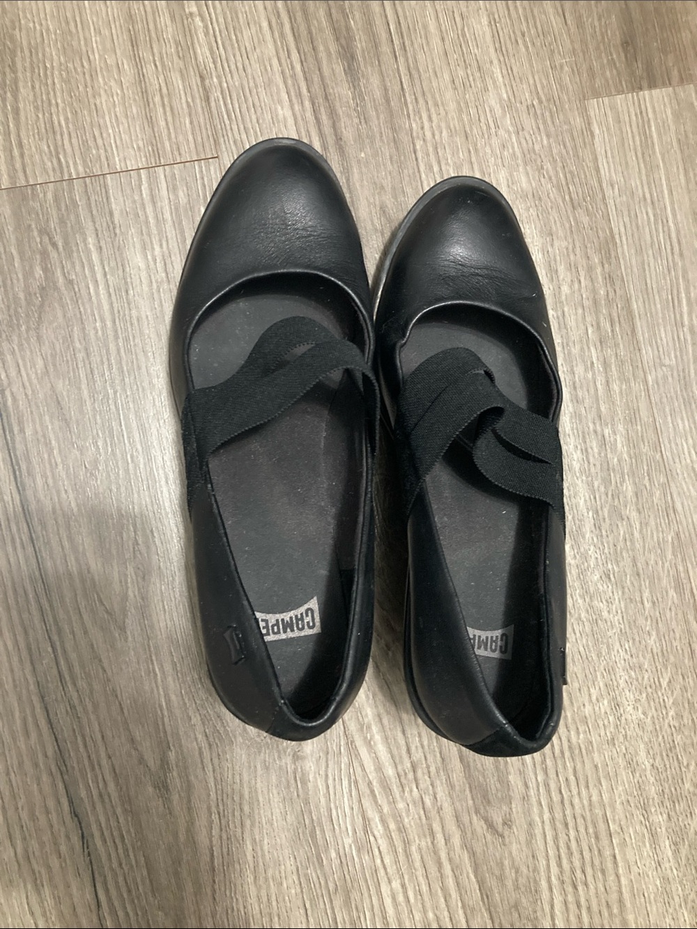 Camper Black Mary Jane Elastic-Strap Wedges